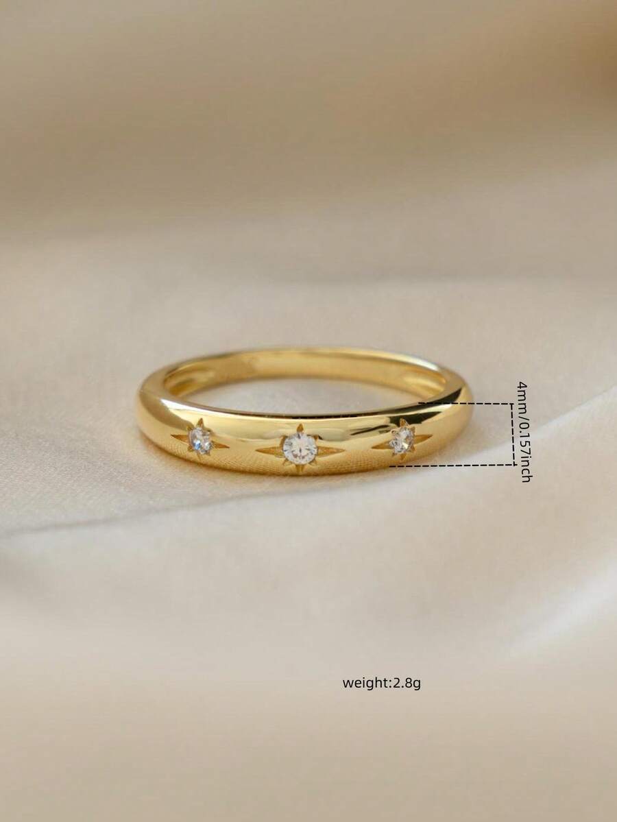 Anillo de cobre con zirconia y diseño floral de lujo.