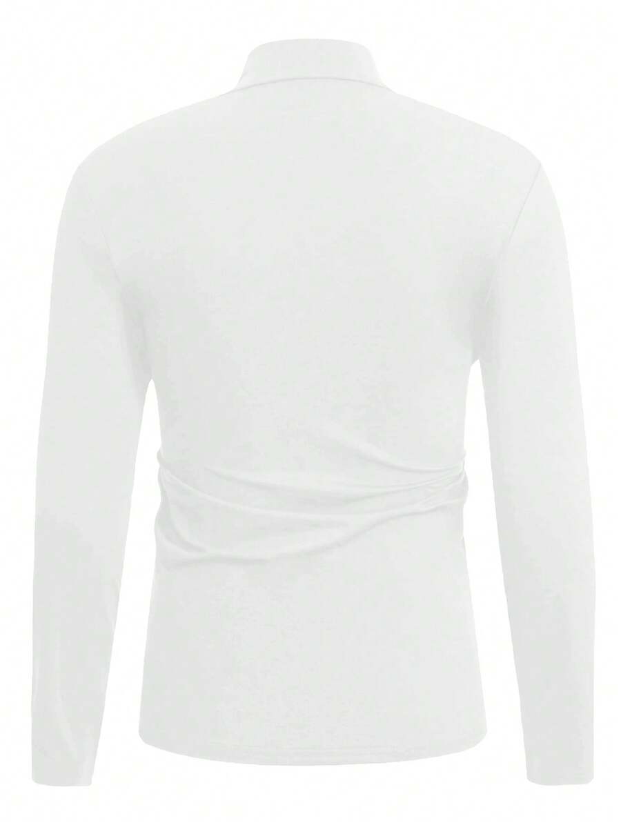 Camiseta de manga larga con cuello medio de tortuga casual para hombres