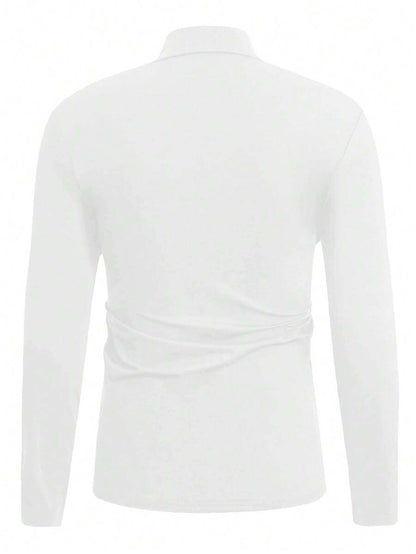 Camiseta de manga larga con cuello medio de tortuga casual para hombres