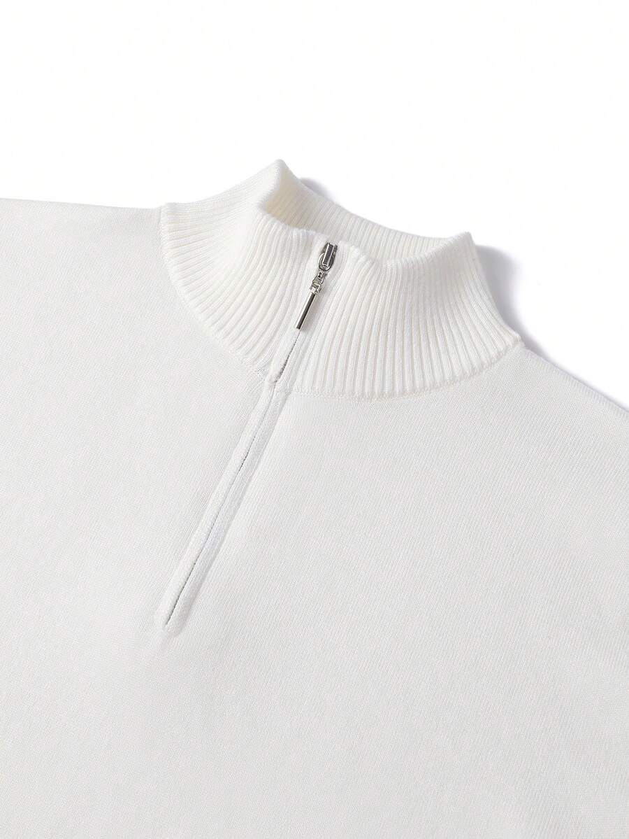 Jersey de punto con media cremallera de manga larga casual, versátil para uso diario.