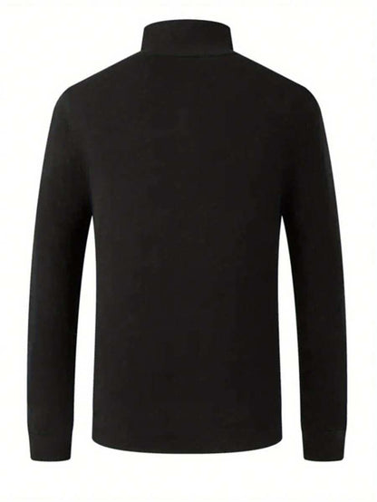Camiseta de manga larga con cuello medio de tortuga casual para hombres