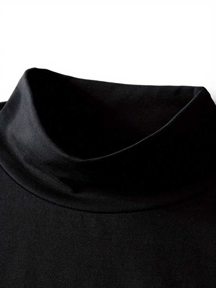 Camiseta de manga larga con cuello medio de tortuga casual para hombres