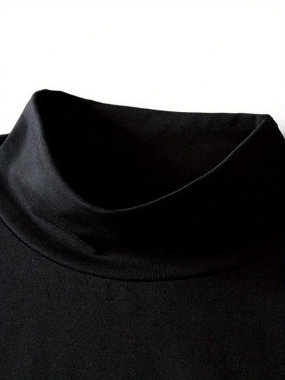 Camiseta de manga larga con cuello medio de tortuga casual para hombres