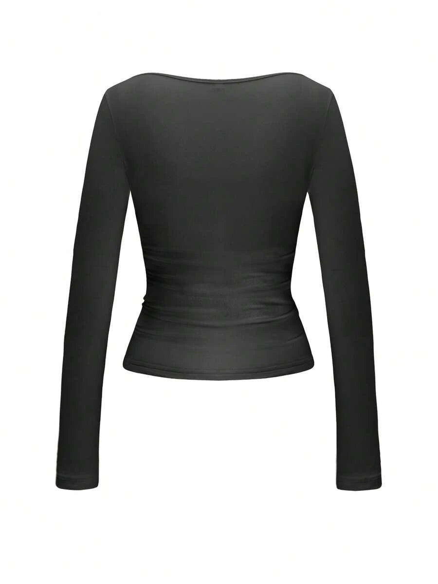 Blusa de manga larga ajustada para mujer