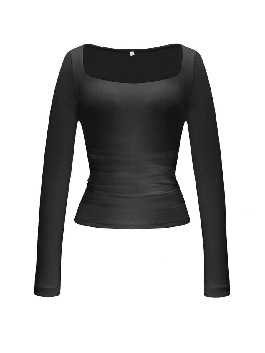 Blusa de manga larga ajustada para mujer