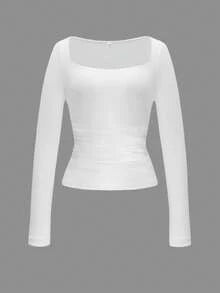Blusa de manga larga ajustada para mujer