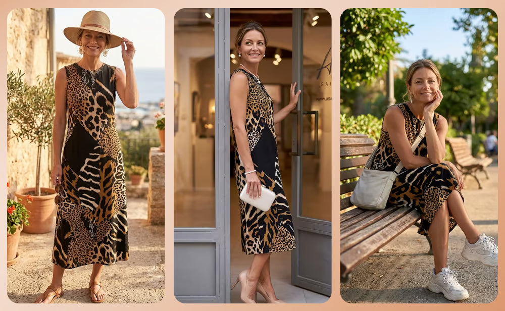 Vestido con estampado de leopardo